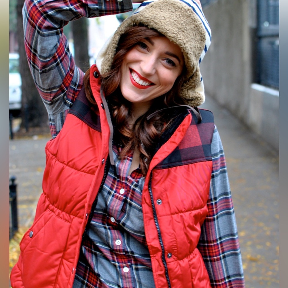 Eddie Bauer Buffalo Plaid Puffer Vest